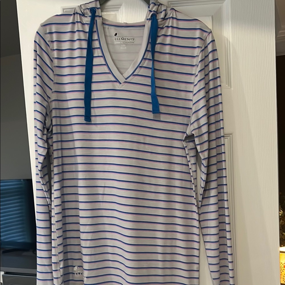 Element Women's Striped Hoodie - Blue and White, Pink